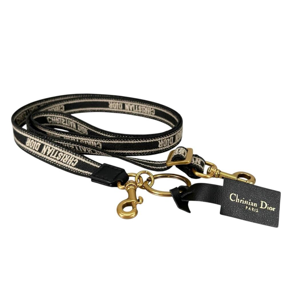 Christian Dior Logo Micro Shoulder Strap, Canvas and Leather, Plated Black, G...